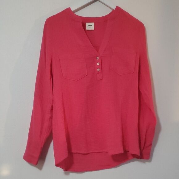 MOTE Pink V-Neck Blouse M - Picture 1 of 7
